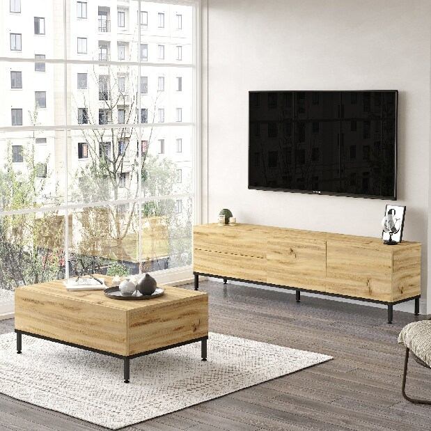 Mobilier living Ladislava 35 (Stejar + Negru)