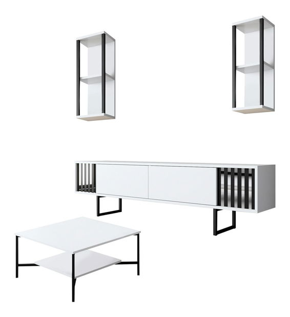 Set mobilier living Chromatic (alb + negru)