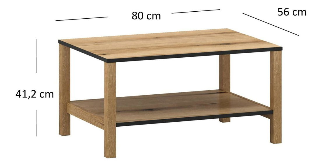 Măsuță de cafea Botones (stejar evoke + negru) 