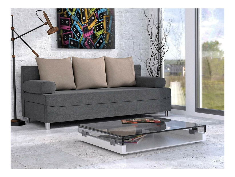 Canapea s taburetkou Don (gri + bej) *resigilat