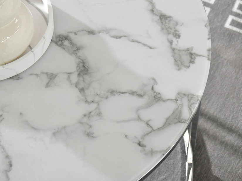 Măsuță de cafea Grande (marmură albă + crom)