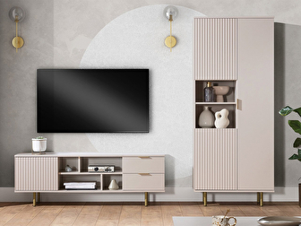 Set mobilier living Newelon III (Cașmir + auriu) 