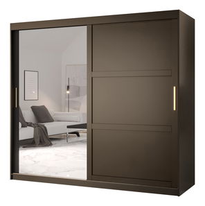 Dulap de haine Riven 2 200 (mat negru) (cu oglindă)