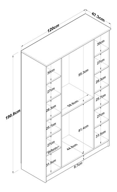 Ruhásszekrény Bafaretta 16 (dió + fehér)
