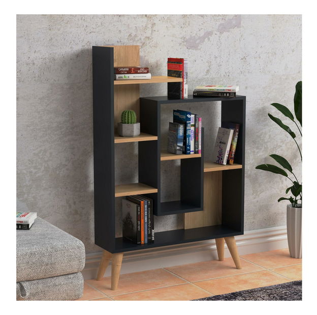 Regál Lavuto 2 (antracit + dub) 