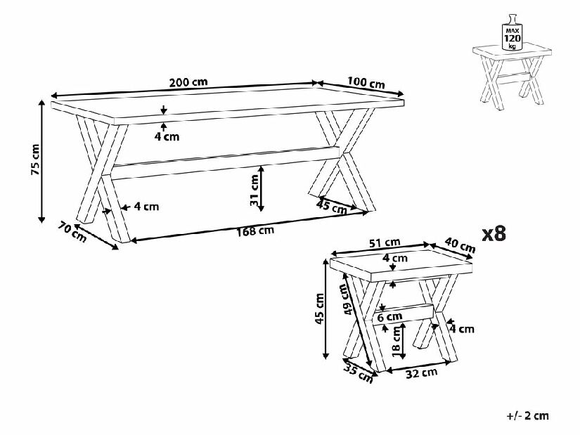 Záhradný set OLIBIA (pre 8 osôb) (sivá)