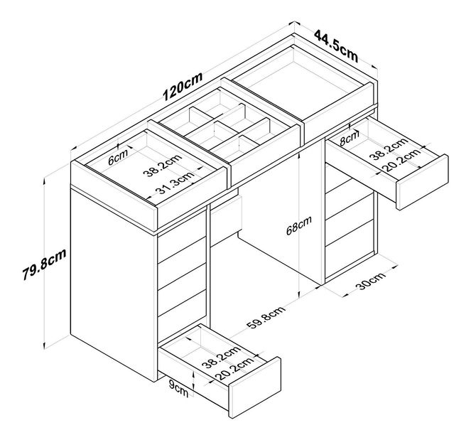 Fésülködőasztal Blake 105 (fehér)