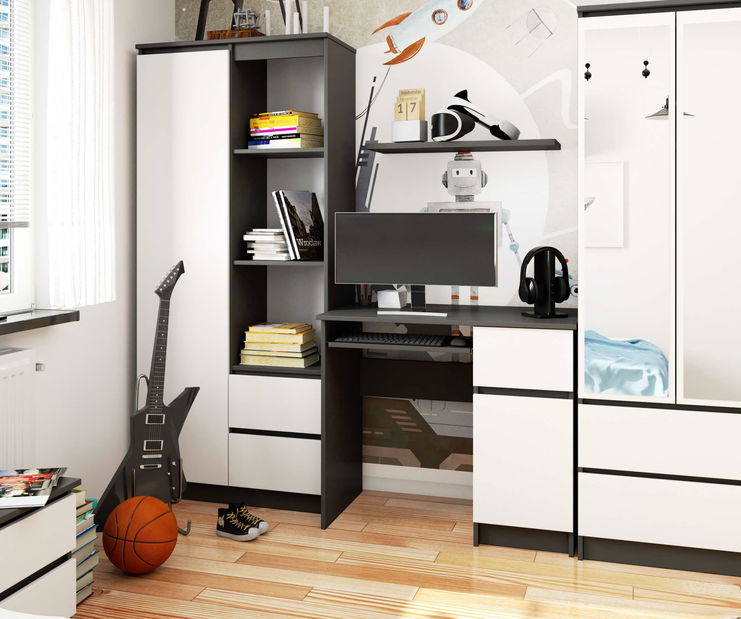 PC stolík Bhaskar (sivá + biela) (P)