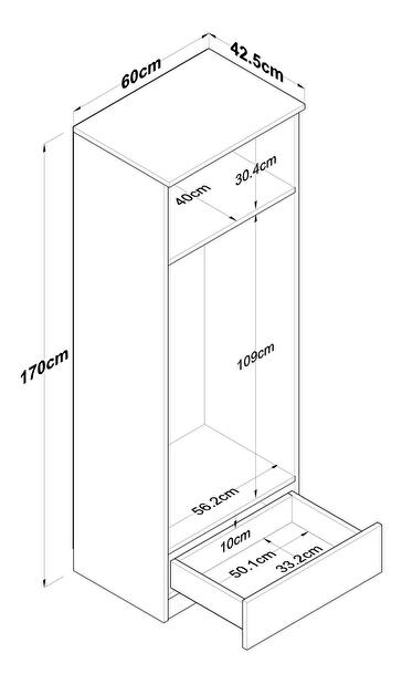 Šatníková skrňia Bastet 118 (biela + orech) 