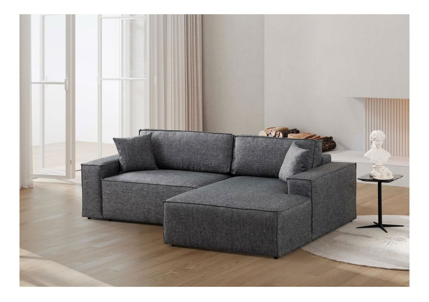 Kutna garnitura Pirlofenzza (s prostorom za odlaganje) (D) (tamnosiva)