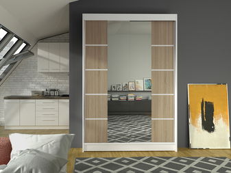 Ormar za garderobu Lawana 5 (bijela + sonoma)