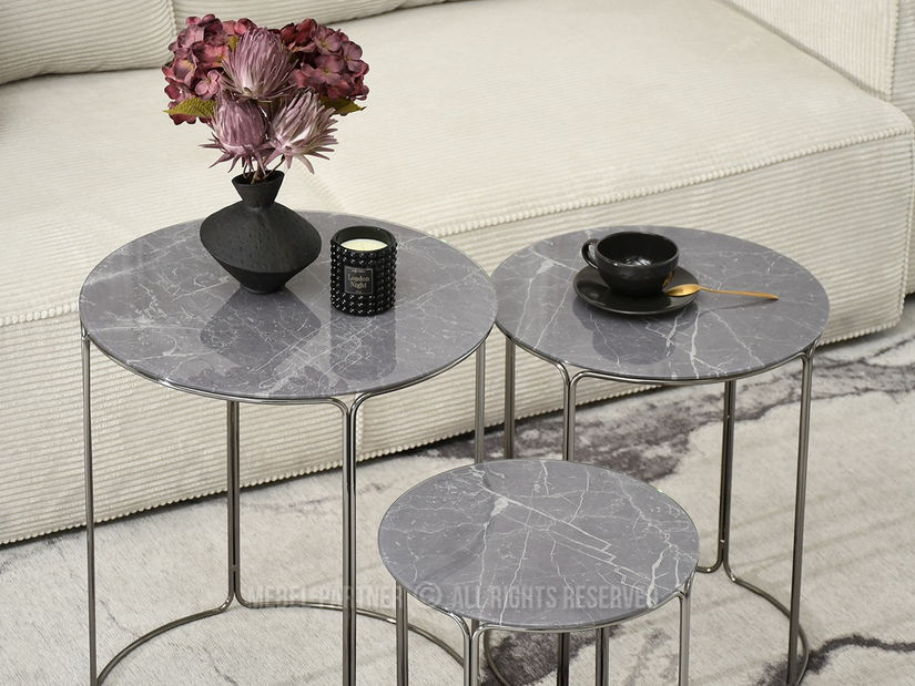 Dohányzóasztal Belianni Zest (szürke márvány + nikkel)