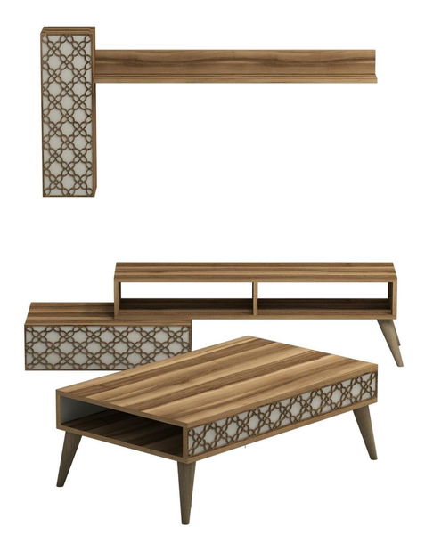 Súprava nábytku do obývačky Komite (orech + krémová)