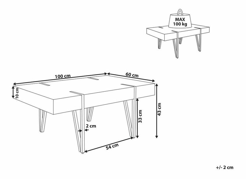 Masă de cafea Aden (gri deschis)
