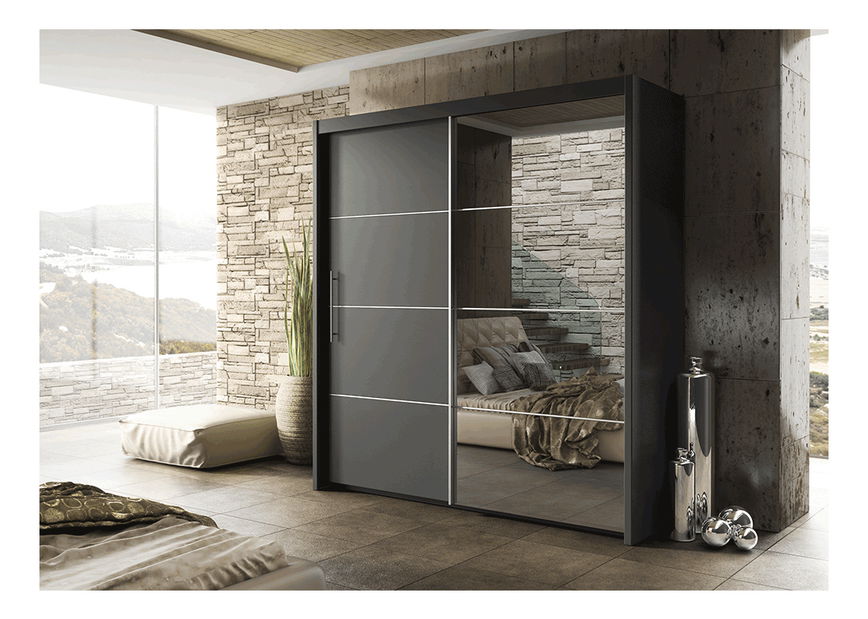 Šatníková skriňa Kelippa 200 cm (sivá)