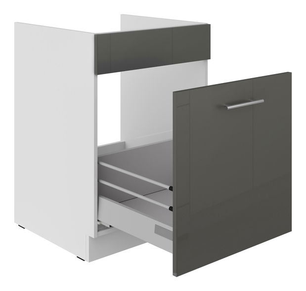 Dolná kuchynská skrinka Lavera 60 ZL 1S BB (korpus: biela + front: lesk sivý)
