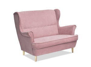 Pohovka dvojsedačka v tvare ušiak Muriera (púdrová + buk)