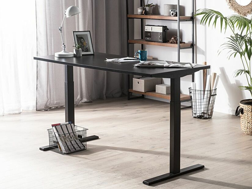 Písací stôl UPPER II (160 x 72 cm) (MDF) (čierna) (manuálne nastaviteľný)