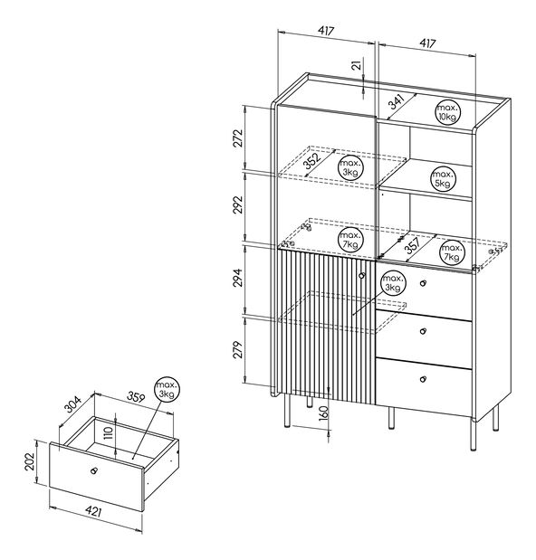 Komód Phelan P4 (warmia dió + fekete)