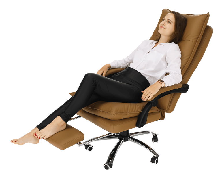 Uredska fotelja s osloncem za noge Drann (smeđa)