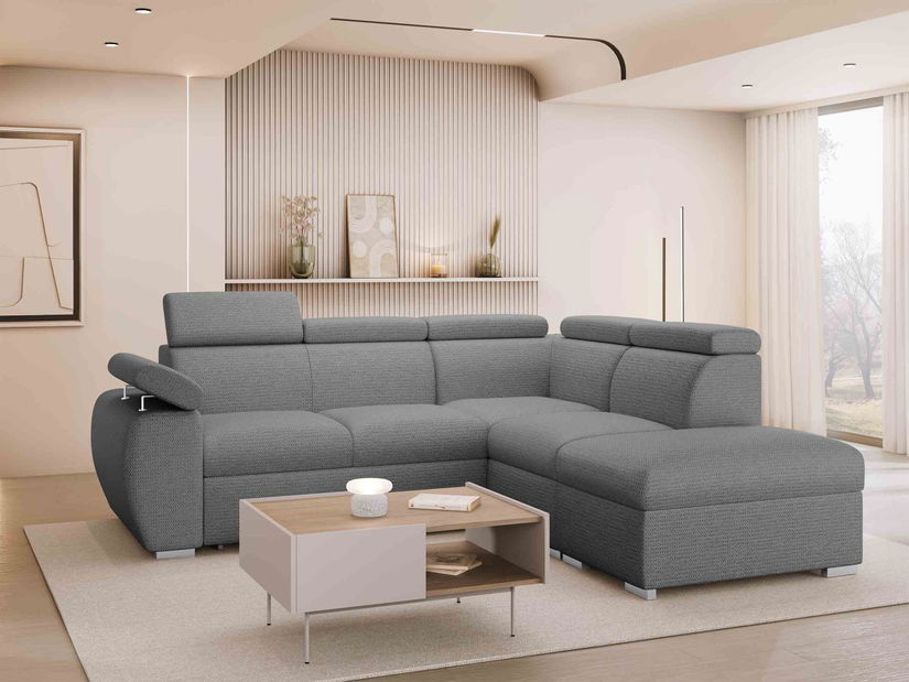 Rohová sedačka Gozo 2RR1P (tmavosivá) (s úl. priestorom) (P)