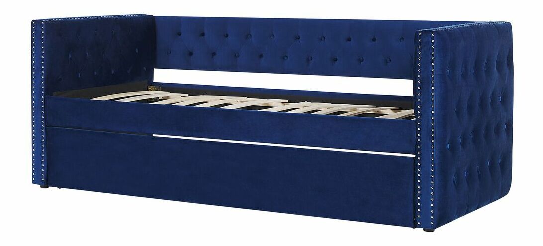 Rozkladacia posteľ 90 cm GENSA (modrá) (s roštom)