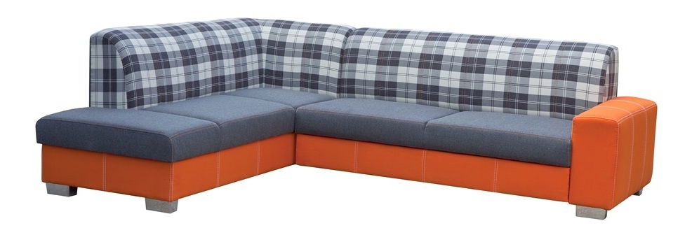 Rohová sedačka Seymour (modrá + oranžová) (L)