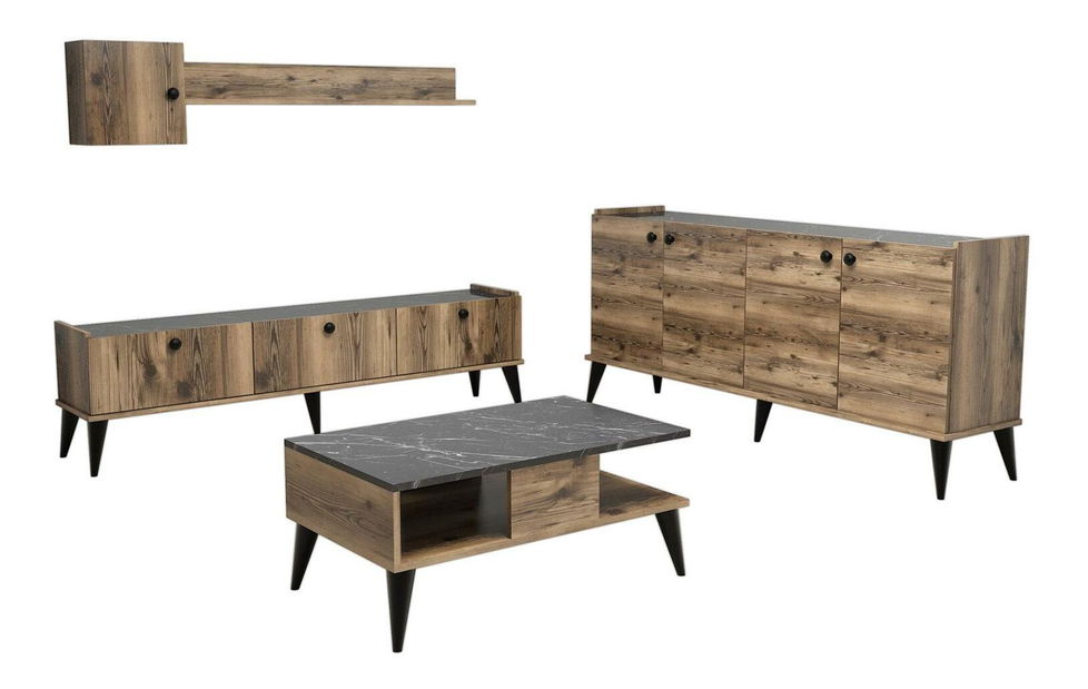 Súprava nábytku do obývačky Lydie 2 (orech + mramor)