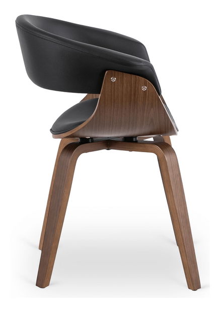 Blagovaonska stolica Generosas 1 (crna eko koža + orah) 