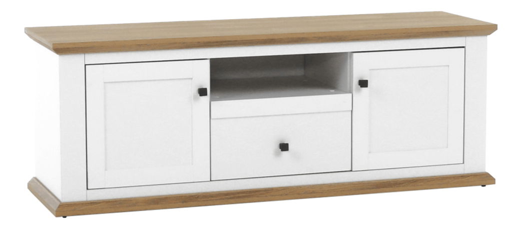 Masă TV/Dulap Leoras MZ15 (alb + stejar grand)