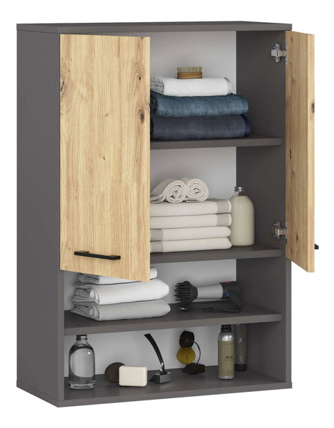 Dulap de baie suspendat Farid TYP 7 (grafit gri + Stejar artisan)