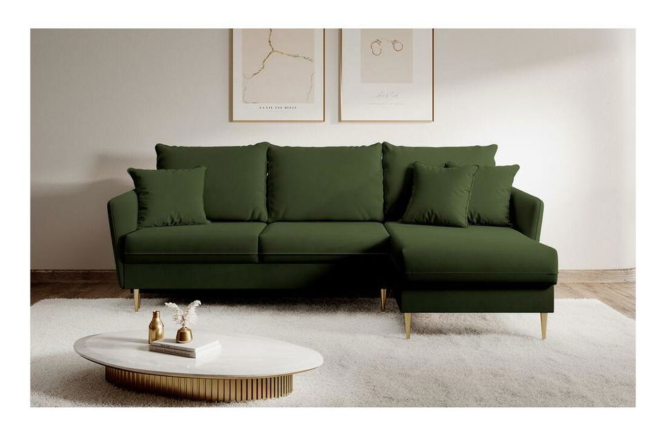 Sarokkanapé Vivaldio L (zöld + arany)