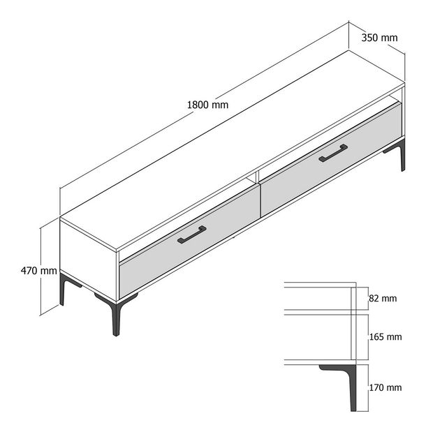 TV asztal/szekrény Irma 2 (dió + fehér)