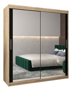 Dulap de haine 180 cm Toki 3 (stejar sonoma + negru mat)