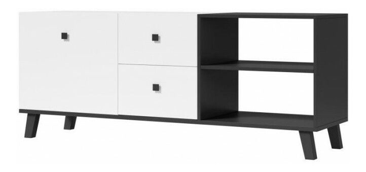 TV stolík/skrinka Milcombe M4 (biela + čierna)