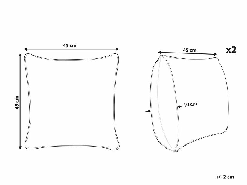 Sada 2 ozdobných vankúšov 45 x 45 cm Elly (viacfarebná)