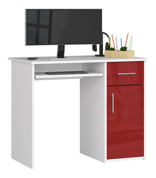 PC stolík Padma (biela + červený lesk)