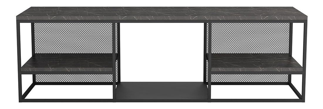 TV stolík/skrinka Ren (čierna + tmavý mramor)*bazár