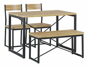 Set mobilier sufragerie FLAXON (lemn deschis + negru) (pentru 4 persoane)