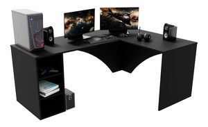 Masă PC de colț Carbon (Negru) (D) (fără iluminat)