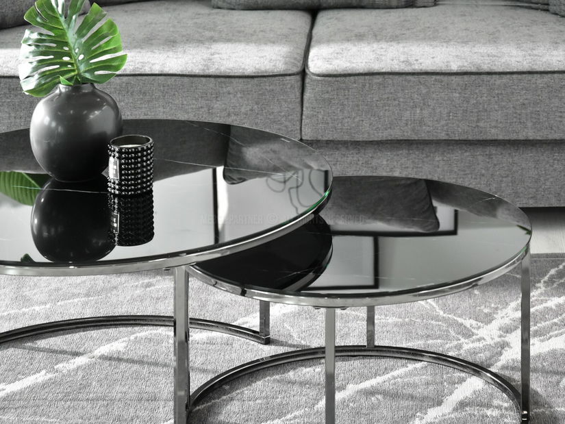 Măsuță de cafea Grande (marmură neagră + negru)