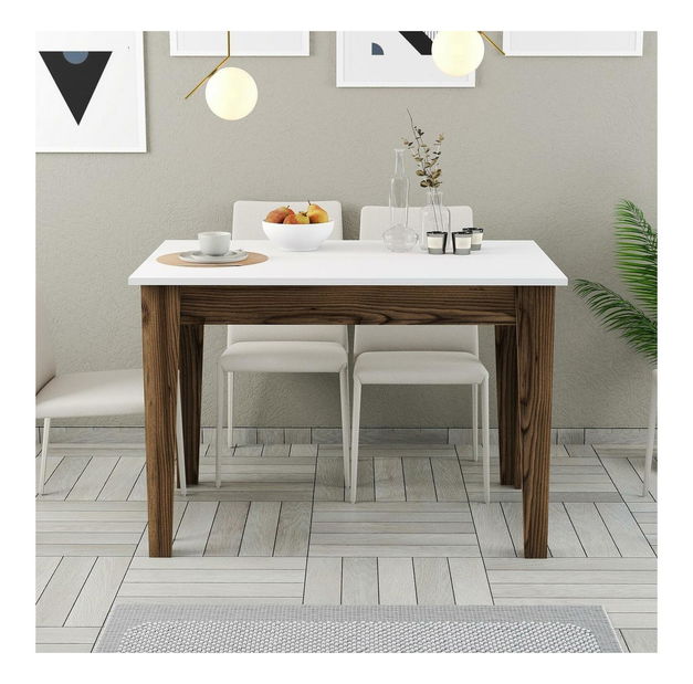 Masă sufragerie (pentru 4 persoane) Kim (nuc + alb)