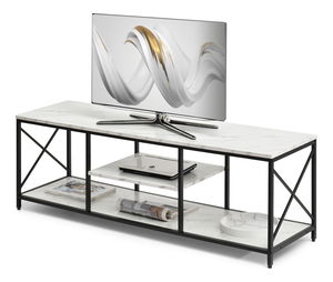 TV stolík/skrinka Jukky Stol Rtv (biely mramor + čierna)