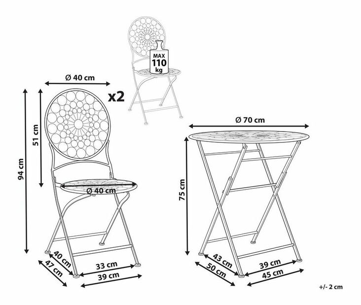 Set mobilier balcon Shealee (roșu)