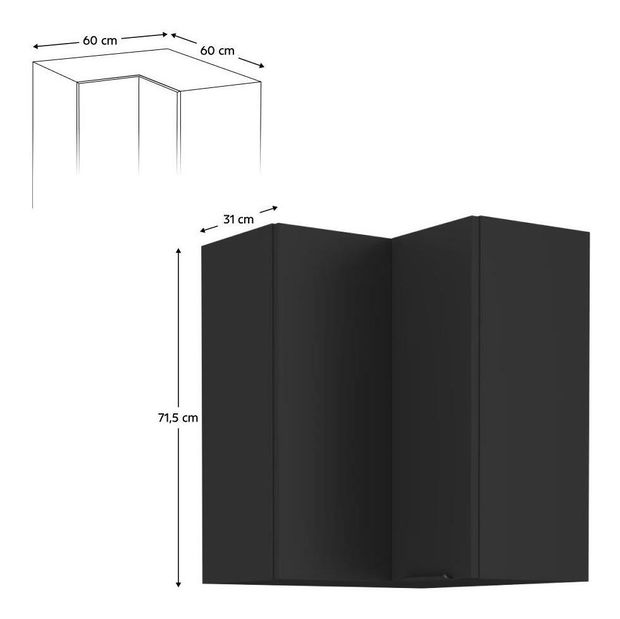 Dulap de bucătărie superior pe colț Sobera 60x60 GN 72 2F (negru)