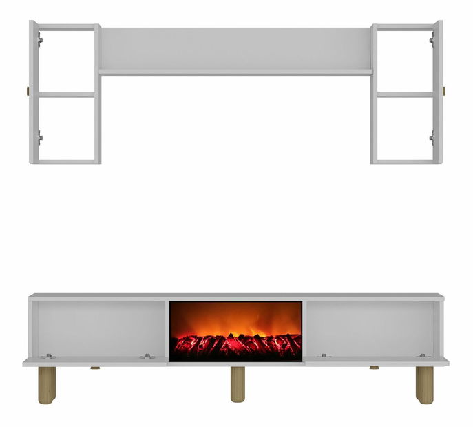 Obývacia stena s krbom Polena (biela)