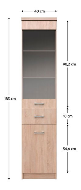Vitrină Topta Typ 32 1D1W1S (Stejar sonoma)