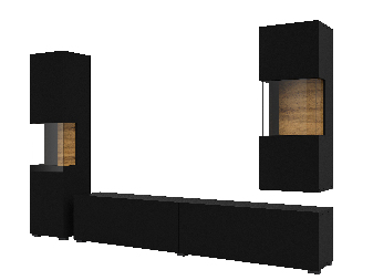 Mobilier living Avernic Typ 10 (onyx negru + Stejar wotan)