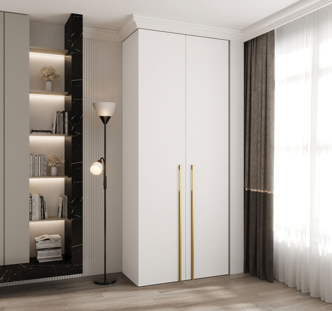 Ruhásszekrény 100 cm Carmela 40-3 (fehér + arany)