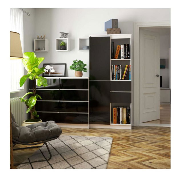 Regál Rizwan (biela + čierny lesk)